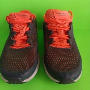Under Armour Charged Pursuit Youth Running Shoes Gray Orange Sneakers Size 7y